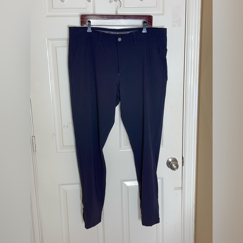 PRIMO Mens Jogger Tapered Golf Performance Stretch Pants Black Zip Ankle 38 Tall